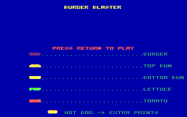 Burger Blaster IBM PC/Compatibles Screenshot: Title screen.