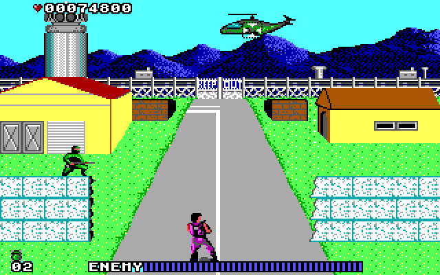 Cabal IBM PC/Compatibles Screenshot: Attempting to shoot down a helicopter...
