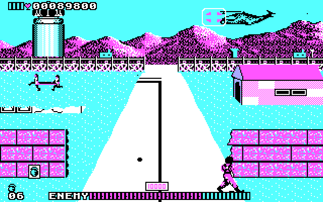Cabal IBM PC/Compatibles Screenshot: Attempting to shoot down a helicopter.