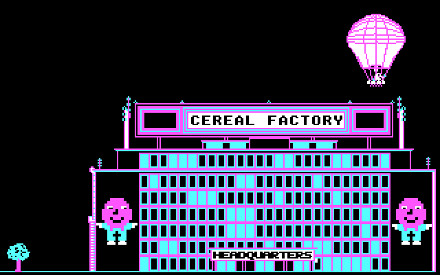 California Raisins, The IBM PC/Compatibles Screenshot: Arriving at the cereal factory.