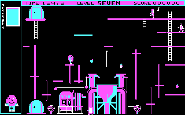 California Raisins, The IBM PC/Compatibles Screenshot: Jumping and climbing through the factory.