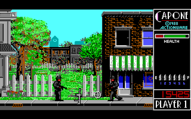 Capone IBM PC/Compatibles Screenshot: Shoot the gun for extra ammo.