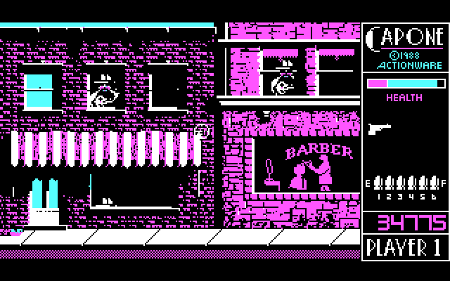 Capone IBM PC/Compatibles Screenshot: Another dangerous part of town.