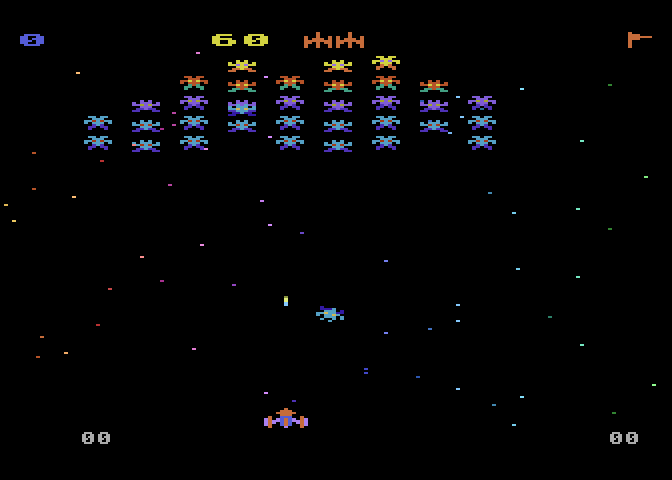 Galaxian Atari 5200 Screenshot: Game start.