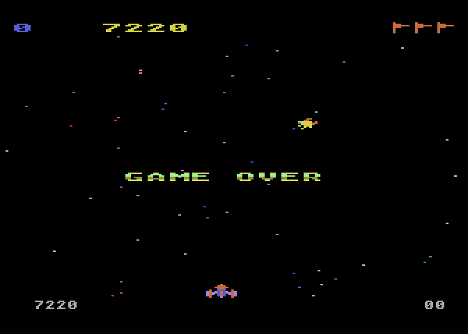 Galaxian Atari 5200 Screenshot: Game over.