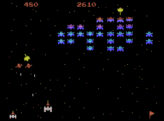 Galaxian ColecoVision Screenshot: Blasting opponents.