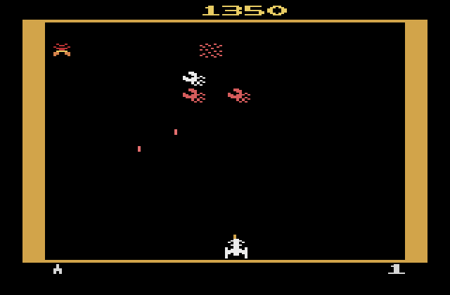 Galaxian Atari 2600 Screenshot: Only a few Galaxians left on this round...