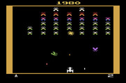 Galaxian for Atari 2600 - Next round; one opponent hit, more to go!