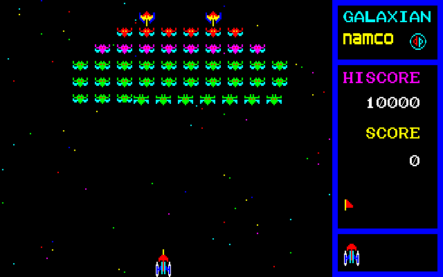 Galaxian PC-8800 Series Screenshot: Game start.