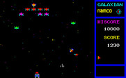 Galaxian for PC-8800 Series - Avoid the Galaxians that swoop down...a crash will cost you a life!