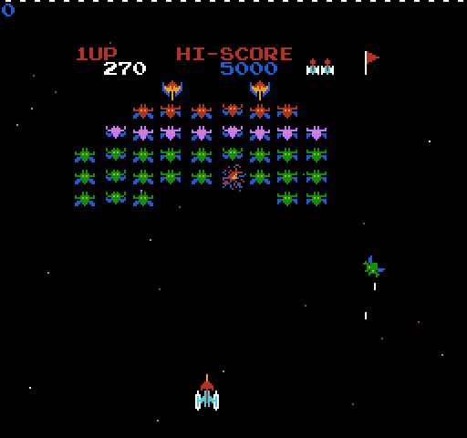 Galaxian NES / Famicom Screenshot: Watch out for the incoming Galaxians!