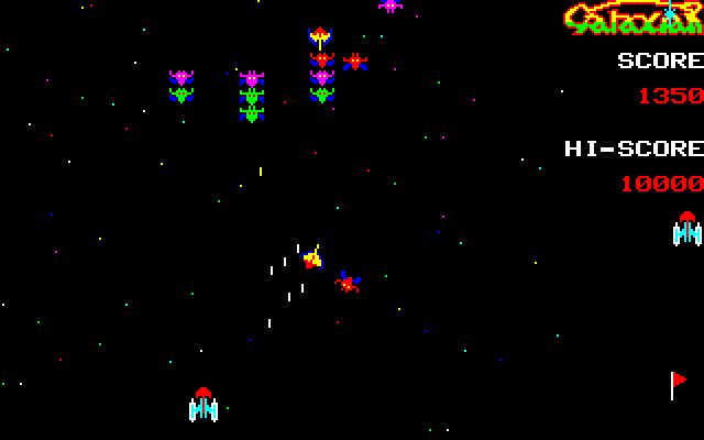 Galaxian Sharp X1 Screenshot: More aliens attack...