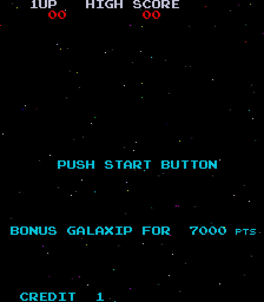 Galaxian Arcade Screenshot: Push start to begin.