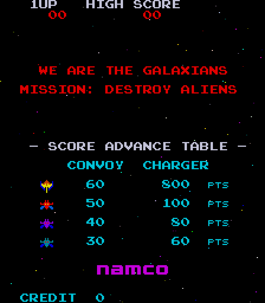 Galaxian Arcade Screenshot: Introducing the Galaxians! (Japanese version)