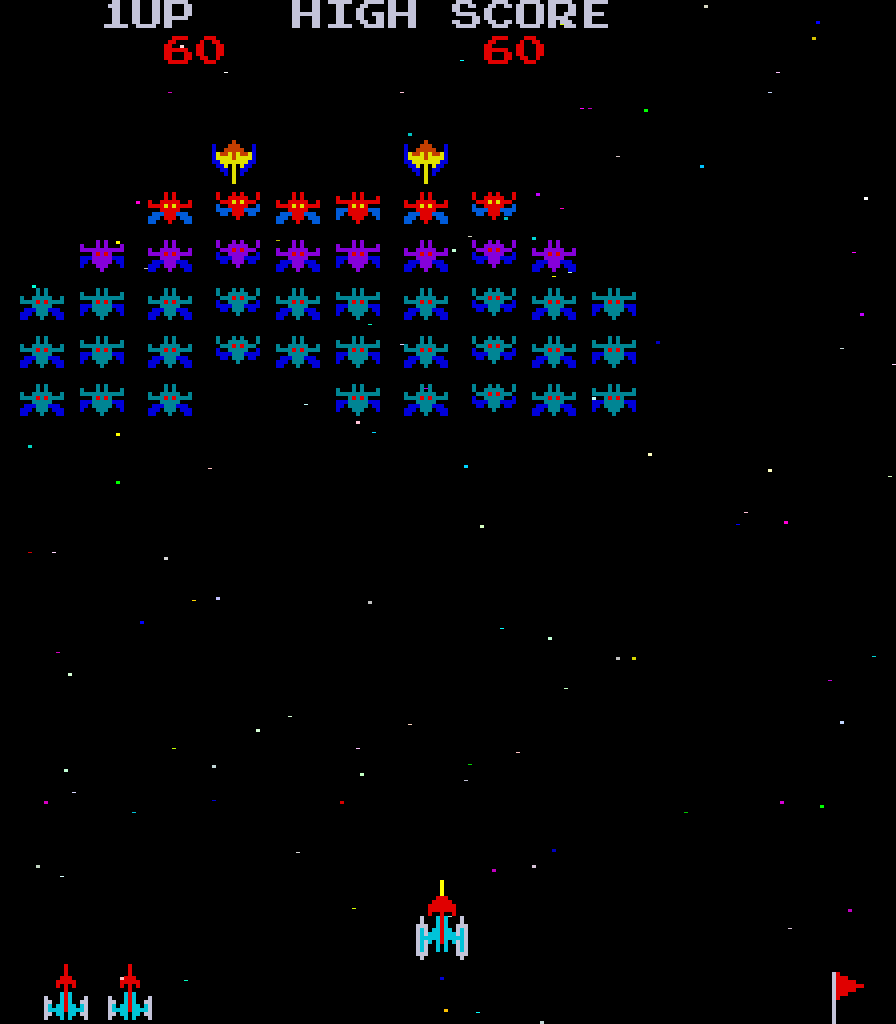 Galaxian Arcade Screenshot: Game start.