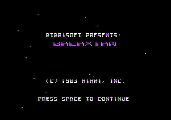 Galaxian Apple II Screenshot: Title screen.