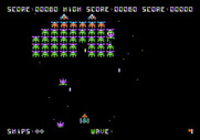 Galaxian for Apple II - Game start.