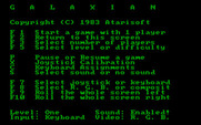 Galaxian for IBM PC/Compatibles - The available game options