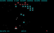 Galaxian for IBM PC/Compatibles - The Galaxians start diving down towards the player's ship
