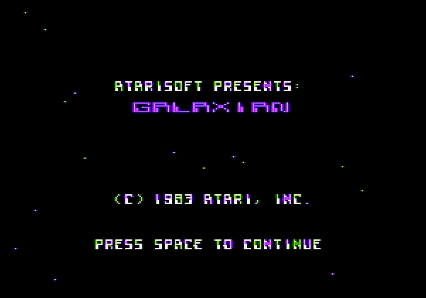 Galaxian Apple II Screenshot: Title screen.