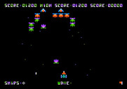 Galaxian for Apple II - Only a few Galaxians left on this wave...