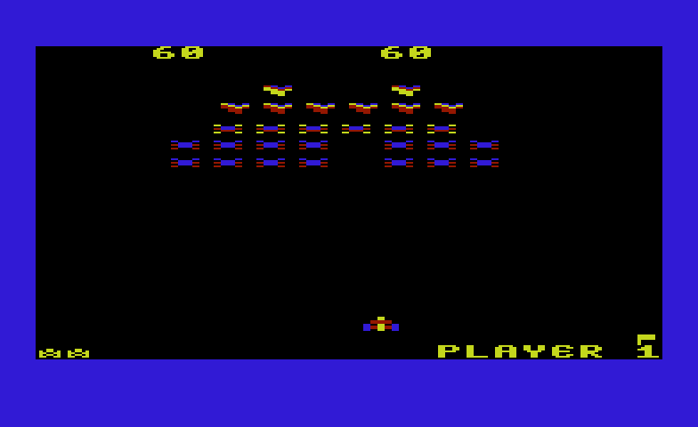 Galaxian Commodore VIC-20 Screenshot: Game start.