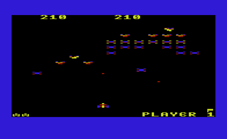 Galaxian Commodore VIC-20 Screenshot: Galaxians attacking...