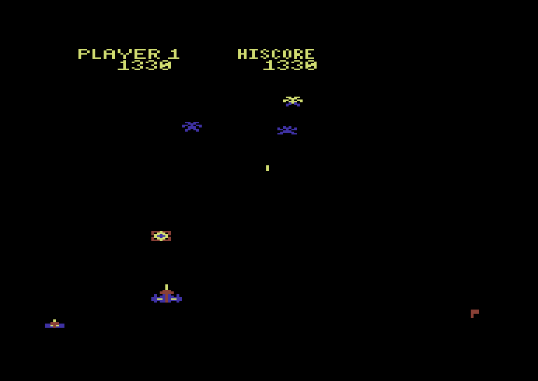 Galaxian Commodore 64 Screenshot: A direct hit!