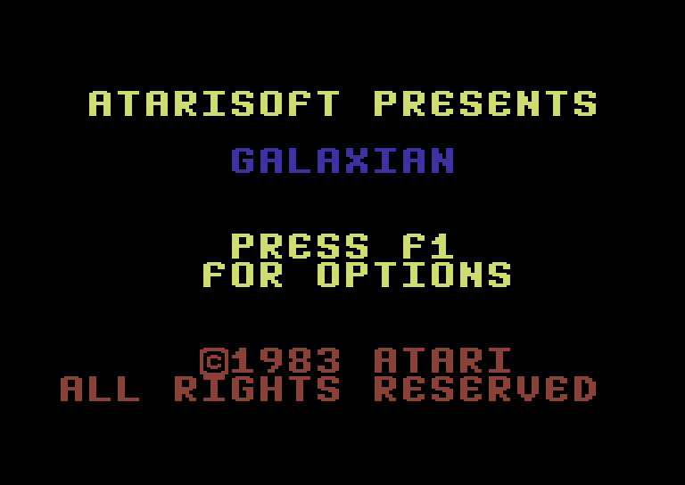 Galaxian Commodore 64 Screenshot: Title screen.