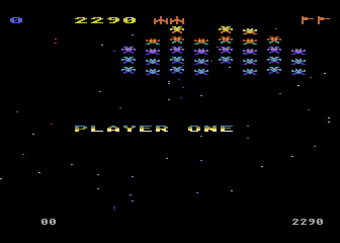 Galaxian Atari 8-bit Screenshot: Are you ready player one?