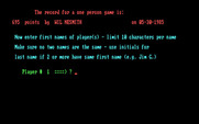 Computer Trivia for IBM PC/Compatibles - Setting up the players.