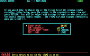 Typing Tutor III for IBM PC/Compatibles - Status report menu.