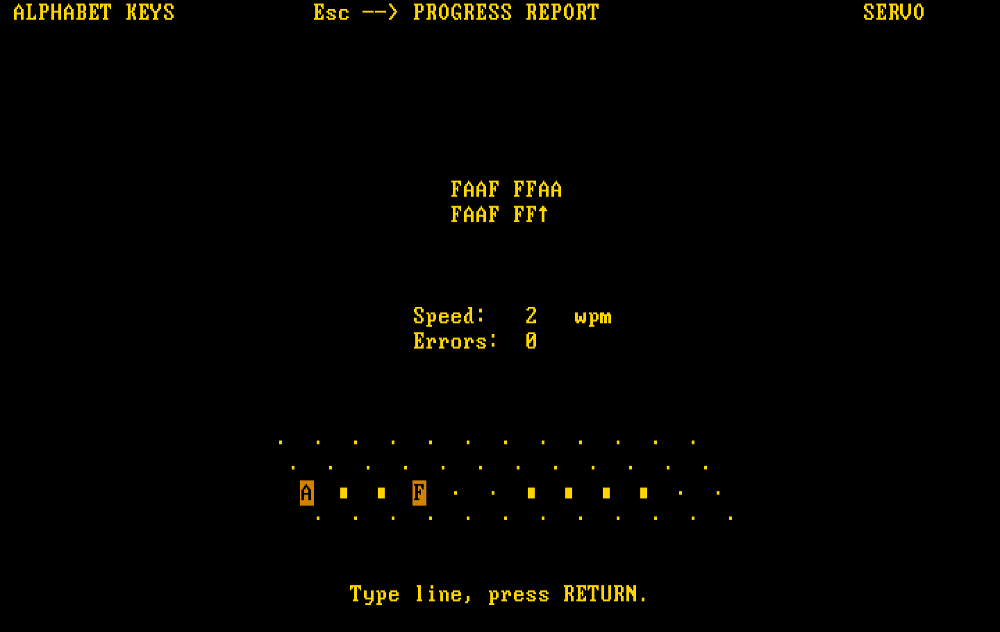 Typing Tutor III IBM PC/Compatibles Screenshot: Practice typing letters.