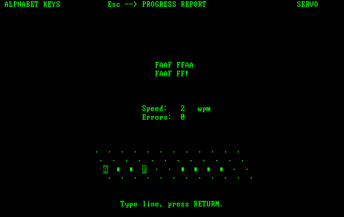 Typing Tutor III IBM PC/Compatibles Screenshot: Practice typing letters.