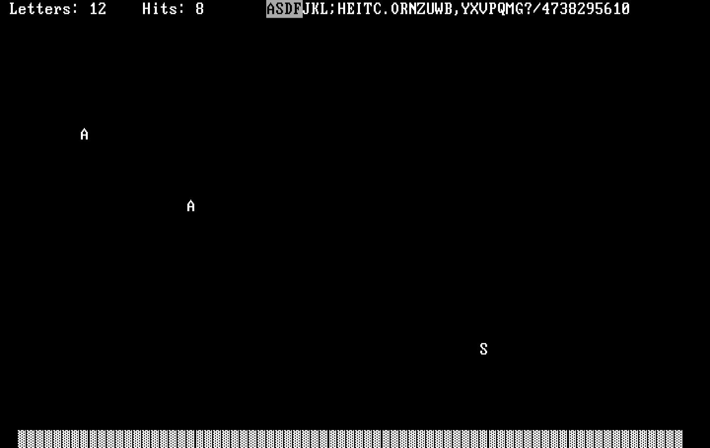 Typing Tutor III IBM PC/Compatibles Screenshot: The Letter Invaders game.