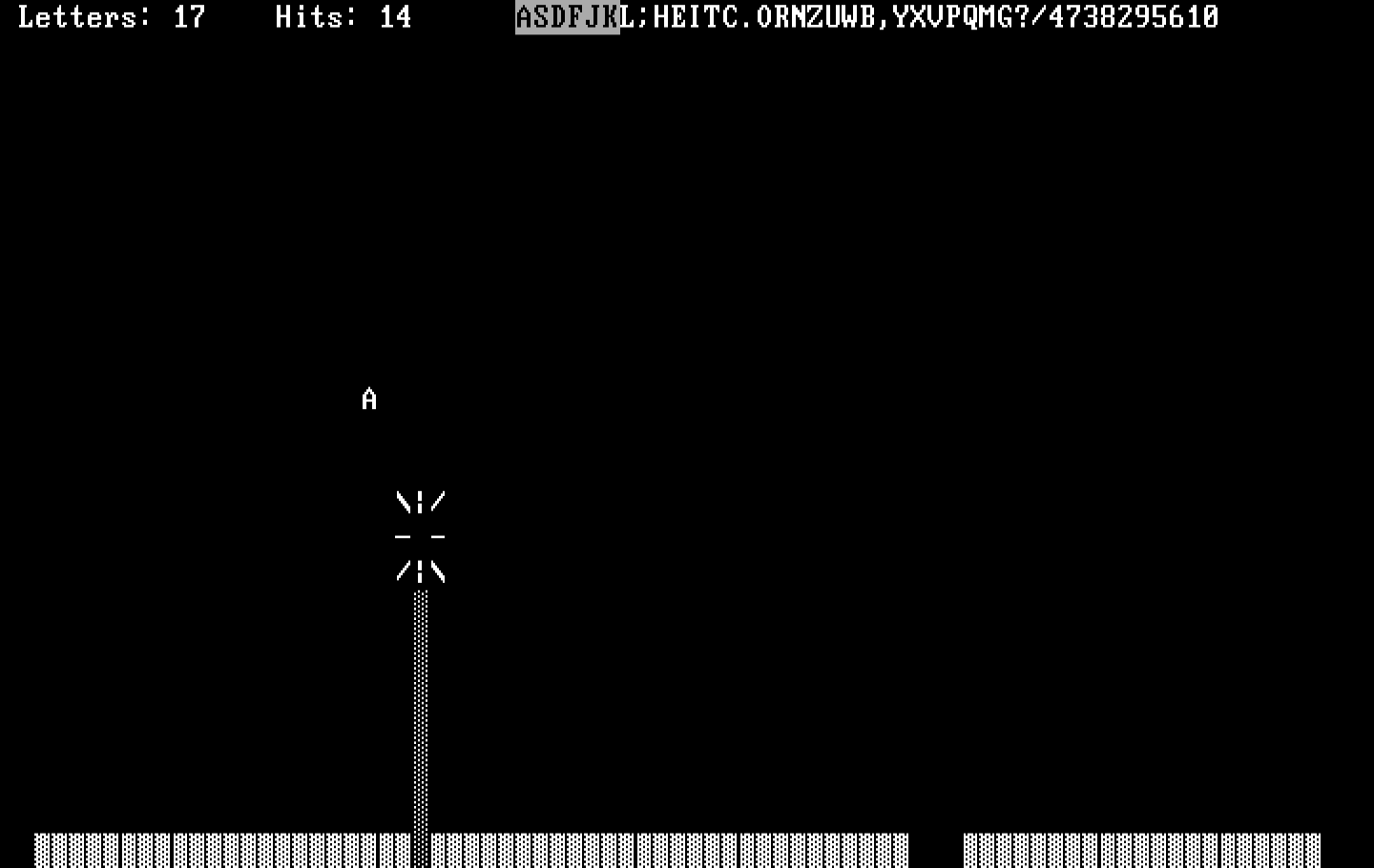 Typing Tutor III IBM PC/Compatibles Screenshot: A letter has been zapped!