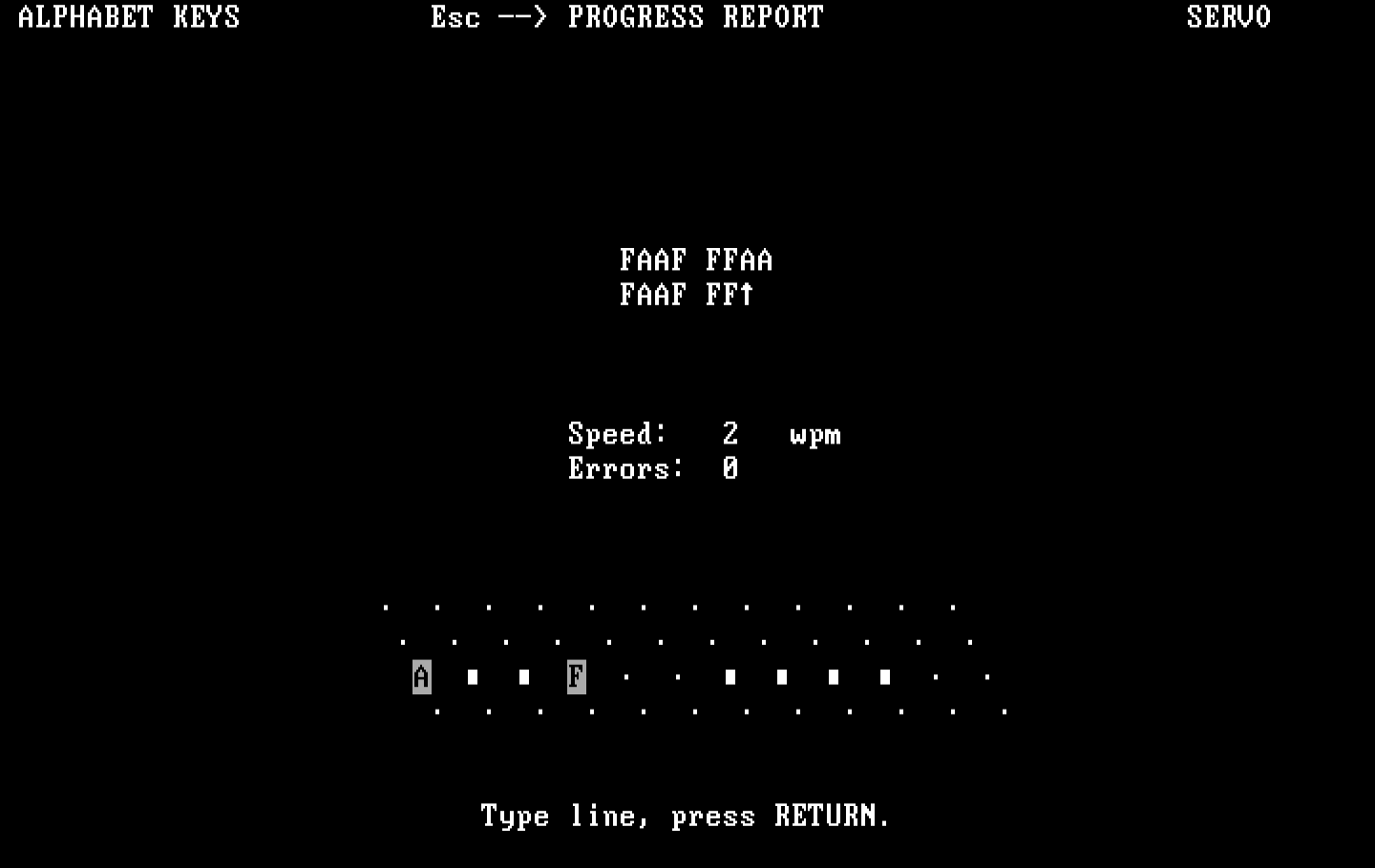 Typing Tutor III IBM PC/Compatibles Screenshot: Practice typing letters.