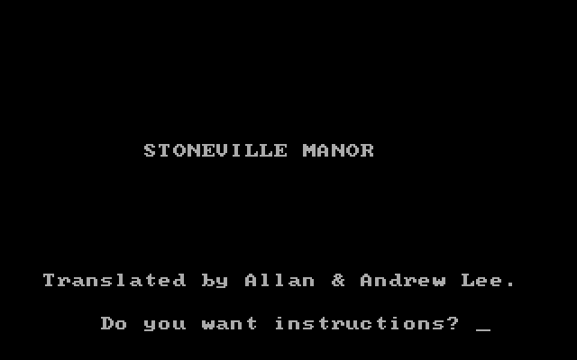 Stoneville Manor IBM PC/Compatibles Screenshot: Title screen.
