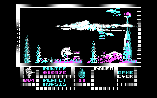 Game Over IBM PC/Compatibles Screenshot: Oops, fell off of the bottom of the screen and lost a life...