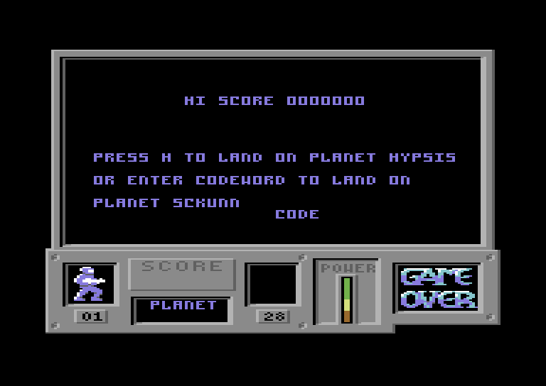 Game Over Commodore 64 Screenshot: Game loaded, ready to begin?