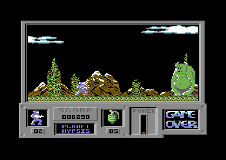 Game Over Commodore 64 Screenshot: This opponent is huge!