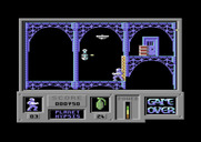 Game Over for Commodore 64 - You'll need that moving platform to jump up to the higher level.