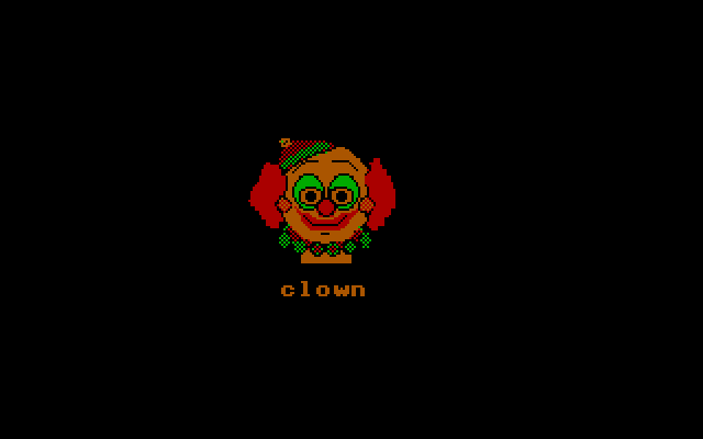 Pictionary IBM PC/Compatibles Screenshot: Pictures and words...this is a clown.