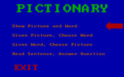 Pictionary for IBM PC/Compatibles - The main menu.