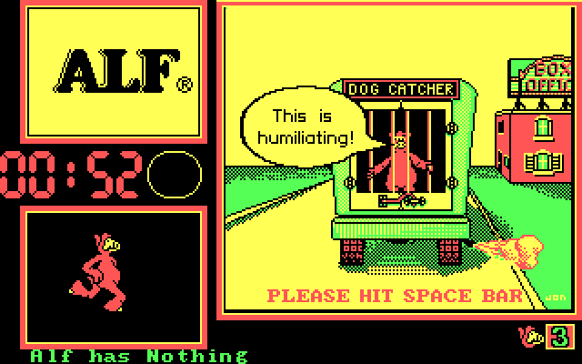 ALF: The First Adventure IBM PC/Compatibles Screenshot: Oh no, Alf has been caught!