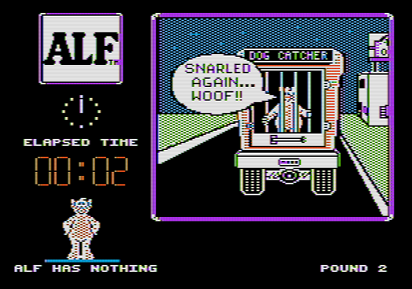 ALF: The First Adventure Apple II Screenshot: Caught already!