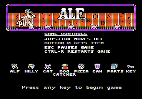 ALF: The First Adventure Apple II Screenshot: Game controls.