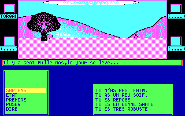 Sapiens IBM PC/Compatibles Screenshot: Starting the game.