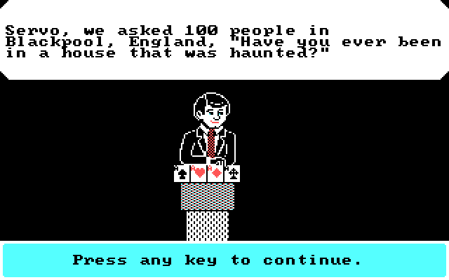 Card Sharks IBM PC/Compatibles Screenshot: The first question.