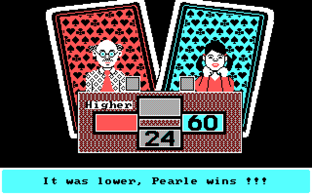 Card Sharks IBM PC/Compatibles Screenshot: Player two wins!